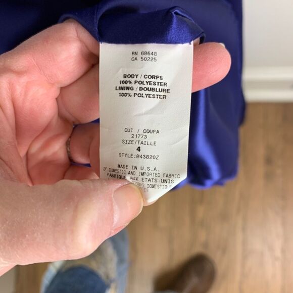 ABS Collection Spaghetti Strap Blue Satin Gown Size 4 NEW - Picture 8 of 8